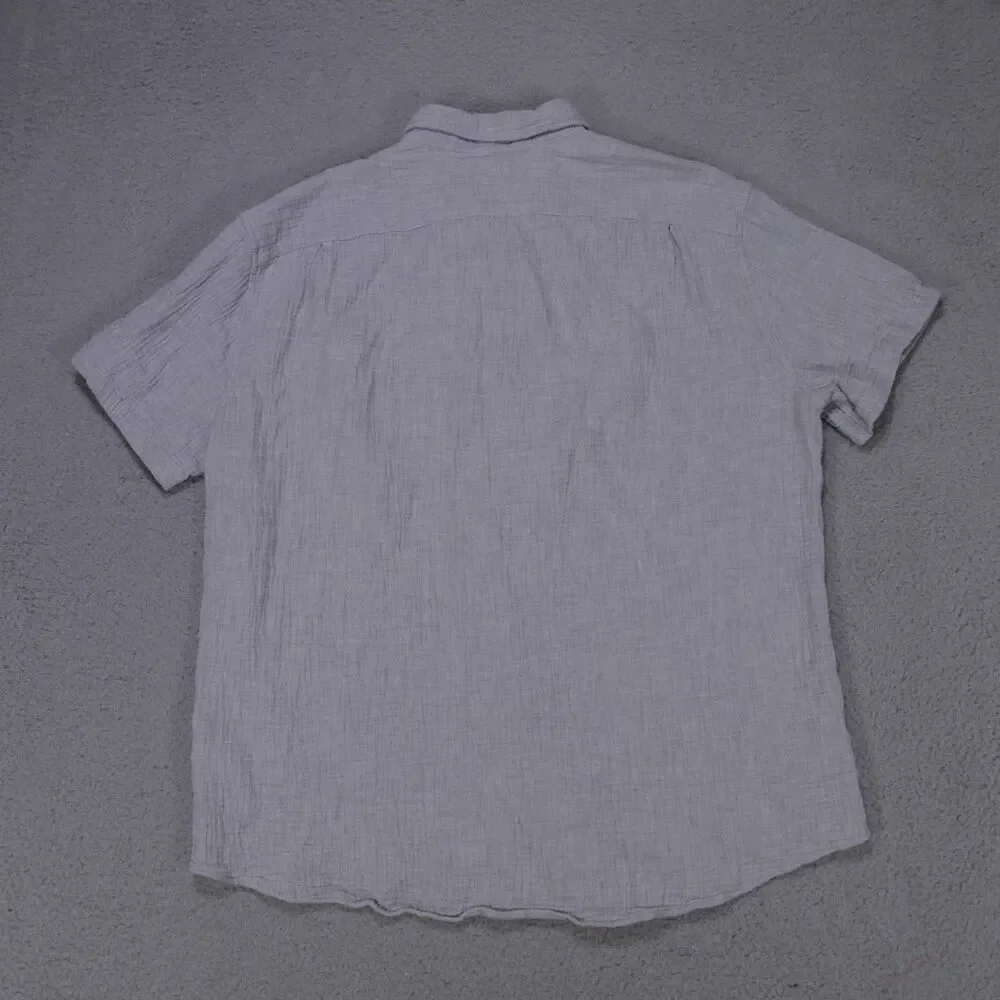 J.Crew Short Sleeve Gauze Shirt Mens XL Grey Textured Button Up